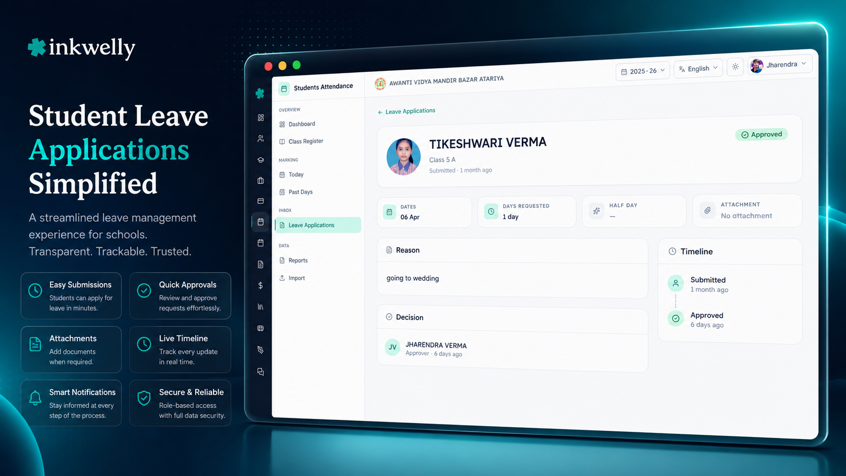 Student Leave Application Software — Online · Inkwelly